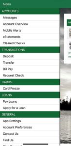 Screen Capture of Northridge Mobile Banking App