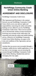 Screen Capture of Northridge Mobile Banking App